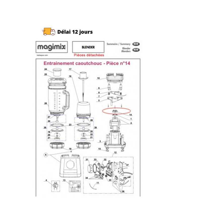 Entrainement caoutchouc pour blender Magimix - Maison Habiague