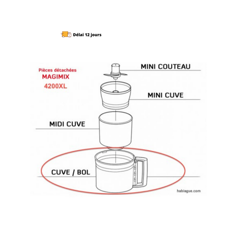 Cuve avec poignée robot Magimix 4200 XL - Maison Habiague