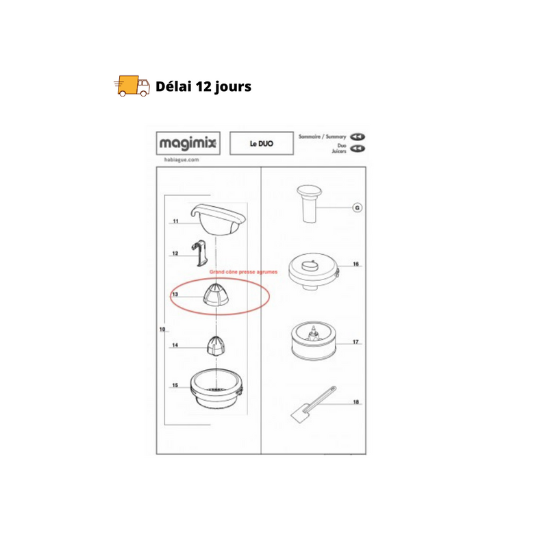 Grand cône pour presse agrumes Le Duo Magimix - Maison Habiague