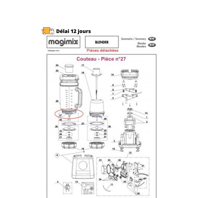 Couteau pour blender Magimix - Maison Habiague