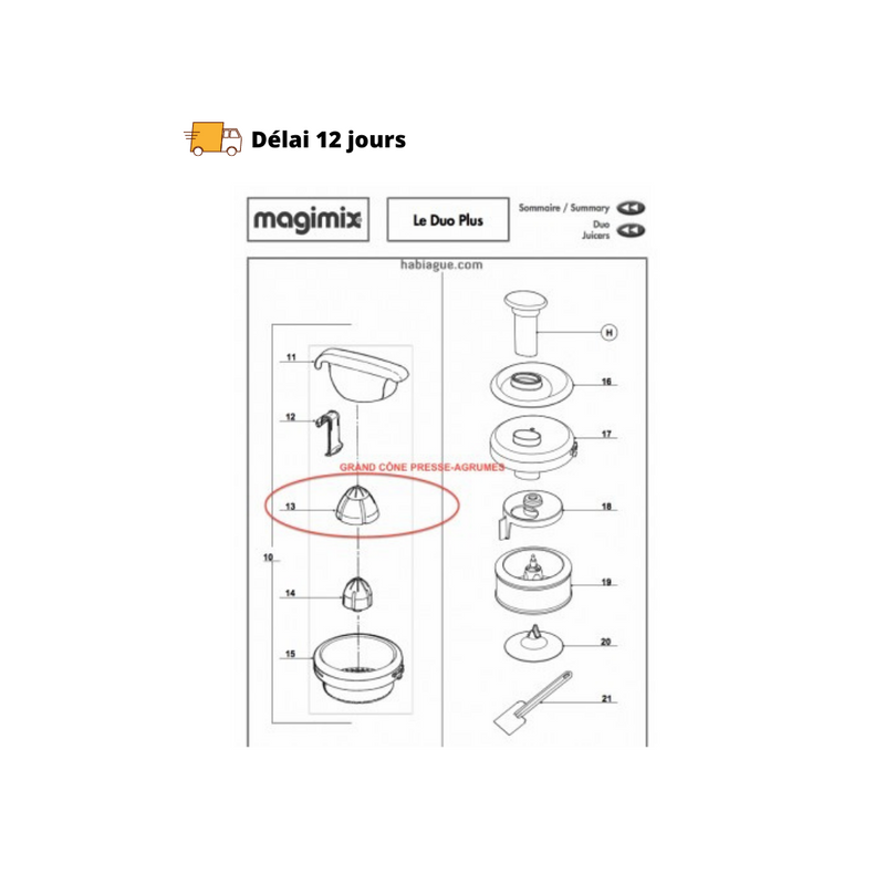 Grand cône pour presse agrumes Duo Plus Magimix - Maison Habiague