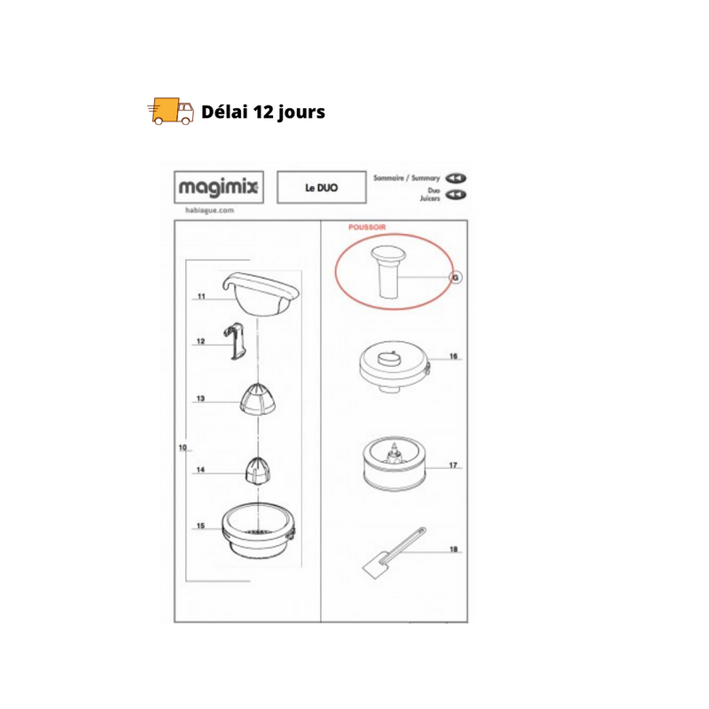 Poussoir pour Duo Magimix - Maison Habiague