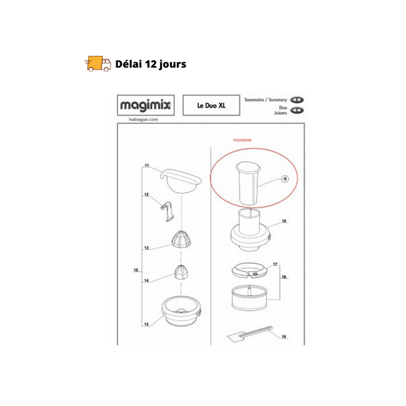 Poussoir pour Duo XL Magimix - Maison Habiague
