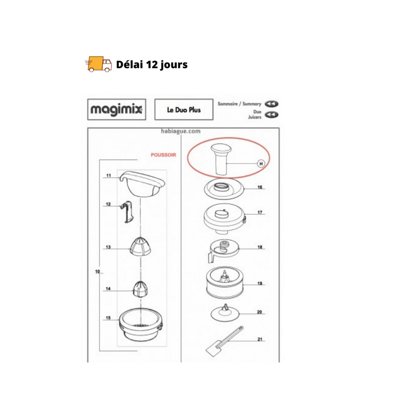 Poussoir pour Duo Plus Magimix - Maison Habiague