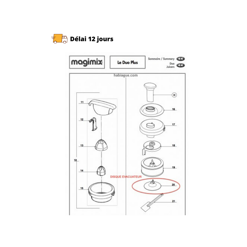 Disque éjecteur pour Duo Plus Magimix - Maison Habiague