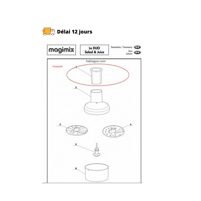 Poussoir pour Duo Salad & Juice Magimix - Maison Habiague