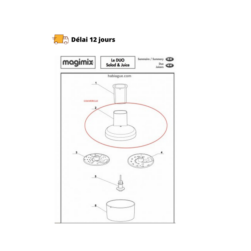 Couvercle pour Duo Salad & Juice Magimix - Maison Habiague
