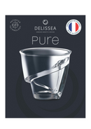 Coffret de 4 tasses Pure de Delissea en verre transparent avec spirale intérieure.