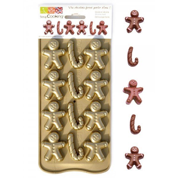 Moule silicone chocolat Gingerman et candy cannes - Maison Habiague