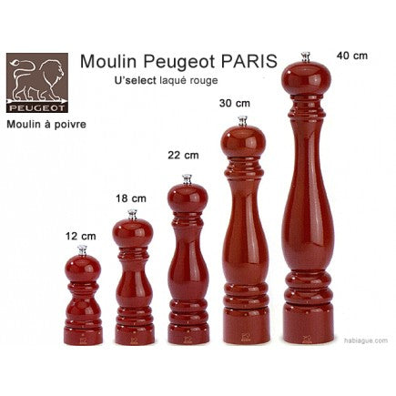 Moulin à poivre Paris U Select bois laqué rouge - Maison Habiague