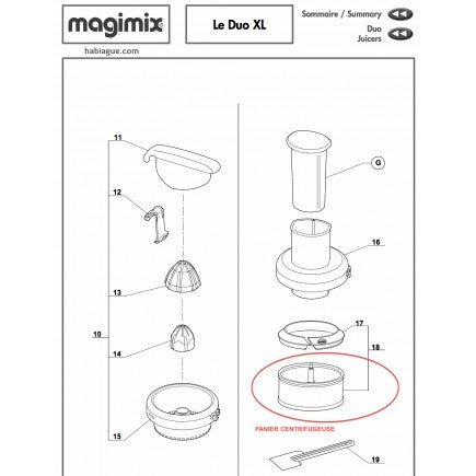 Panier centrifugeuse Duo Plus XL Magimix - Maison Habiague