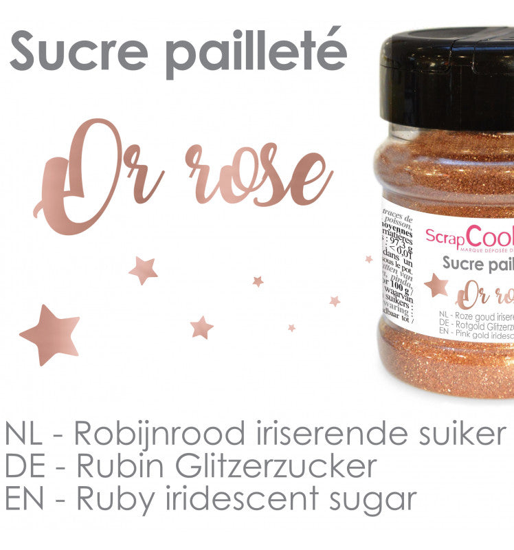 Pot de sucre pailleté or rose 160g